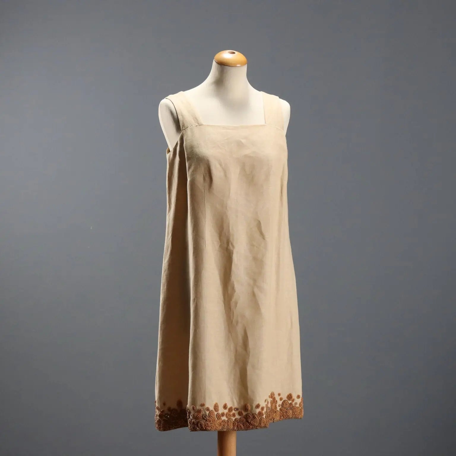 Vintage Dress Ecrù Linen UK Size 14 Italy 1950s-1960s