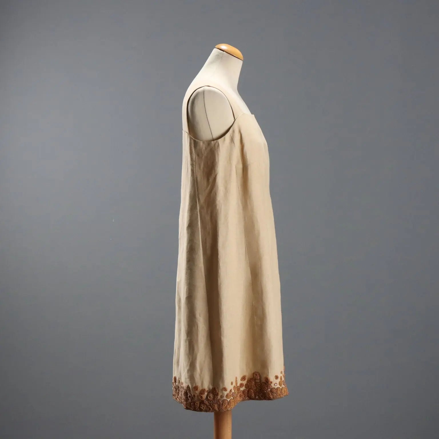 Vintage Dress Ecrù Linen UK Size 14 Italy 1950s-1960s