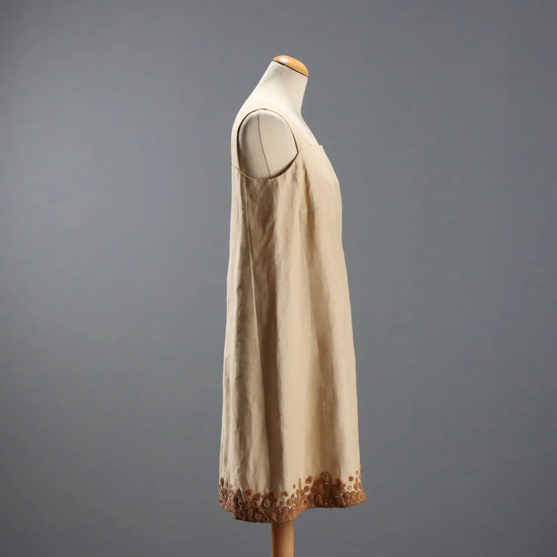 Vintage Dress Ecrù Linen UK Size 14 Italy 1950s-1960s