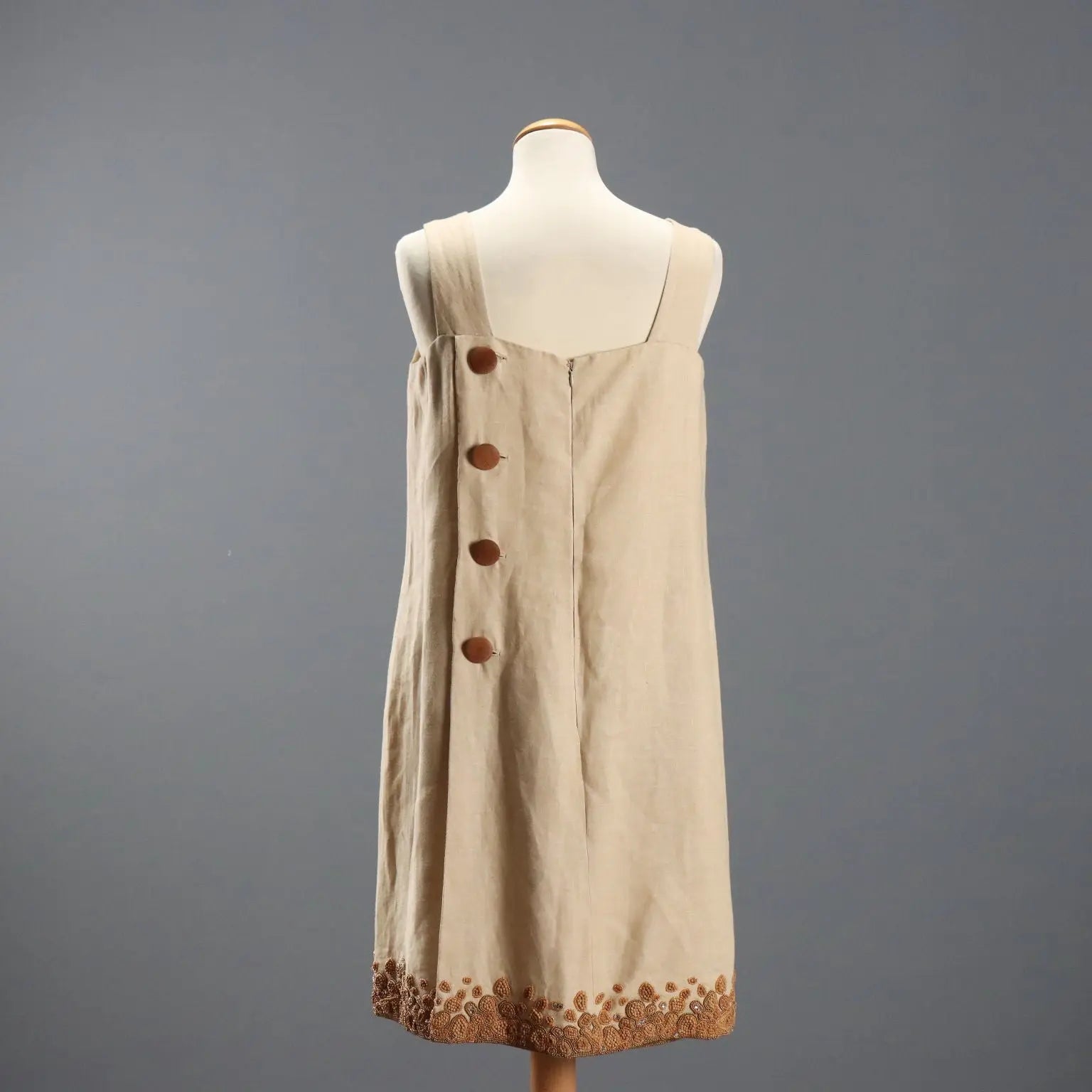 Vintage Dress Ecrù Linen UK Size 14 Italy 1950s-1960s