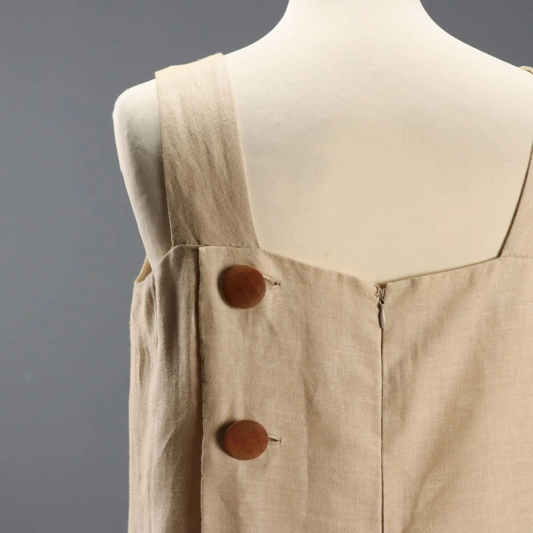 Vintage Dress Ecrù Linen UK Size 14 Italy 1950s-1960s