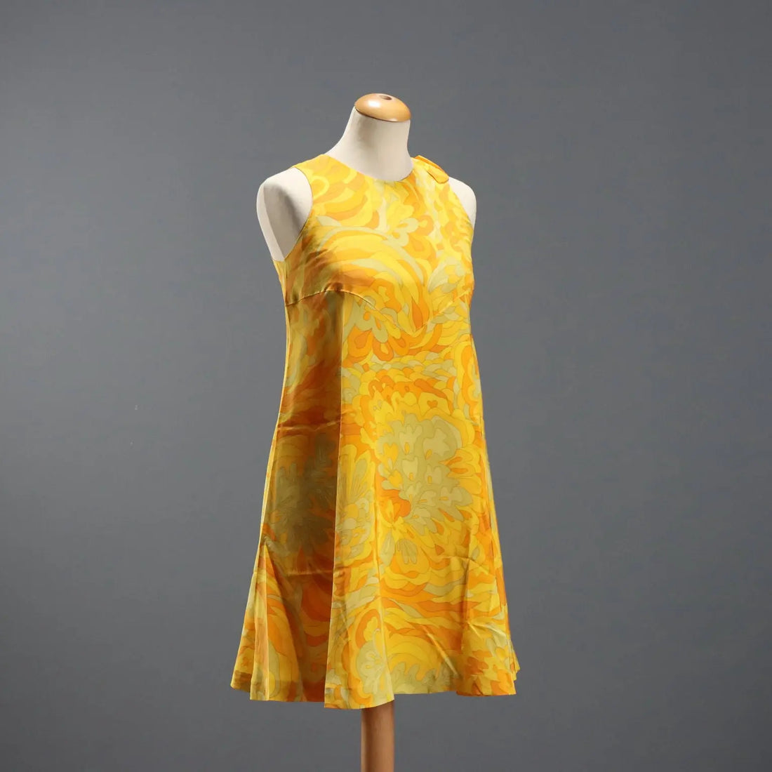Vintage Dress Geometric Patterned Silk UK Size 12 1960s
