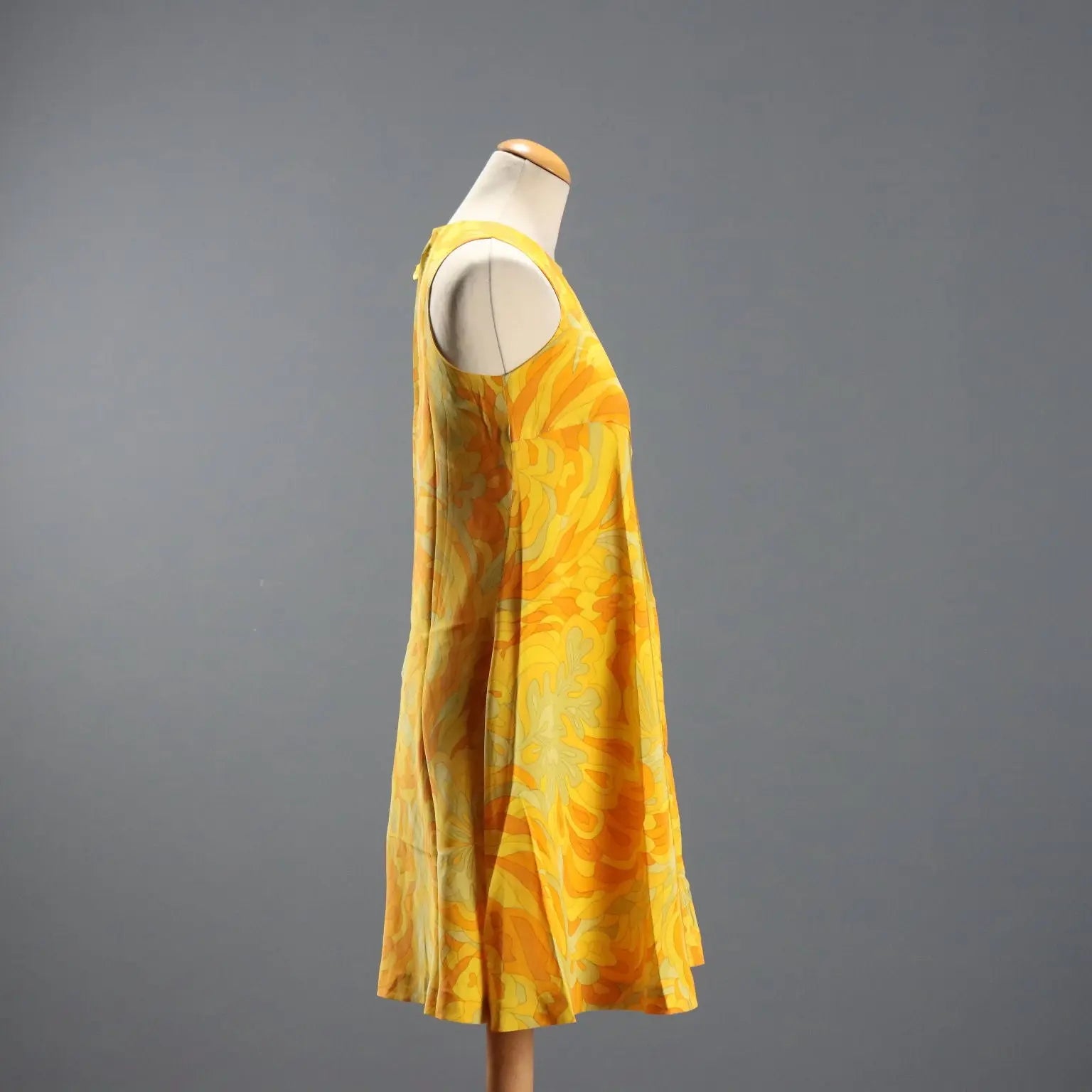 Vintage Dress Geometric Patterned Silk UK Size 12 1960s
