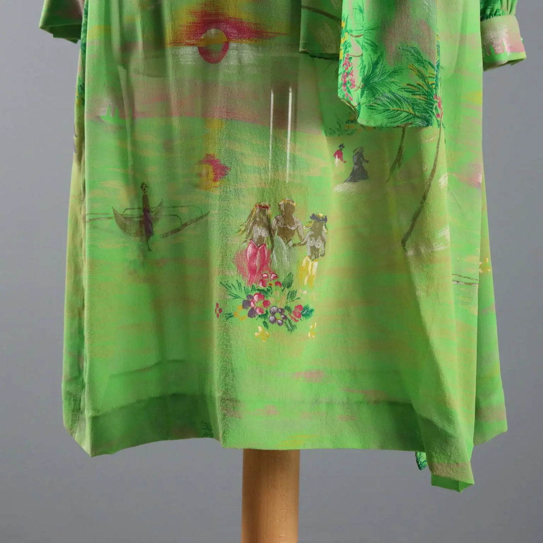 Mila Schön Green Vintage Dress Exotic Print UK Size 12 1980s