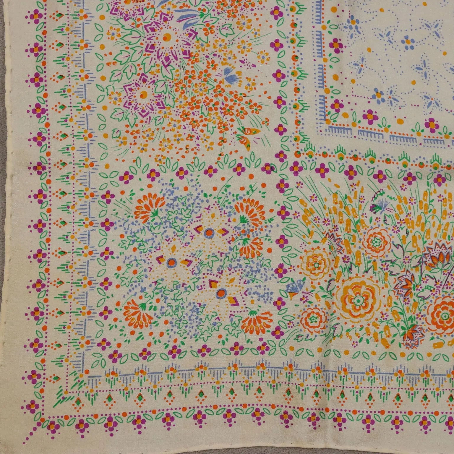 Valentino Vintage Scarf Geometric Silk Italy 1970s-1980s