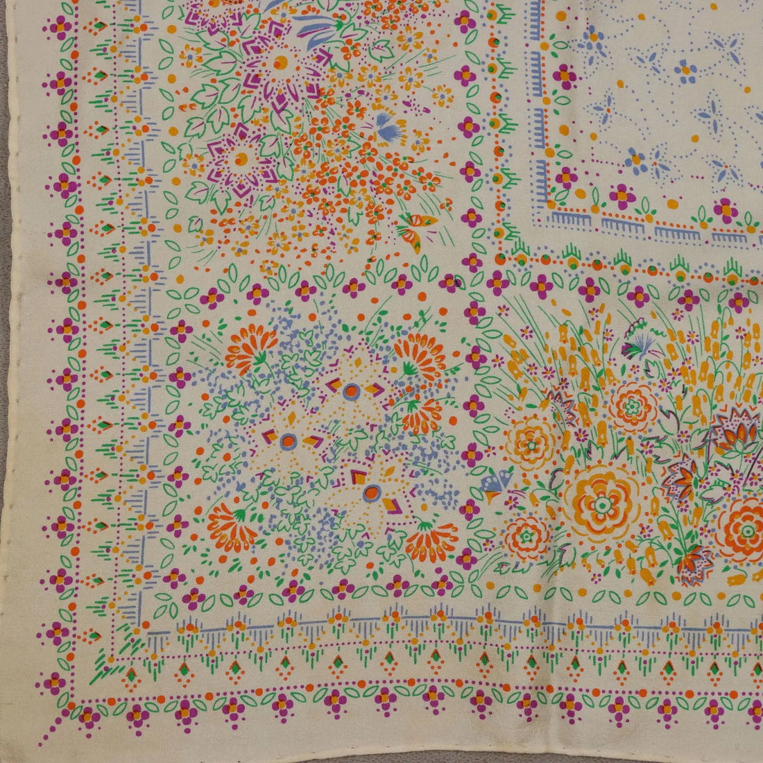 Valentino Vintage Scarf Geometric Silk Italy 1970s-1980s