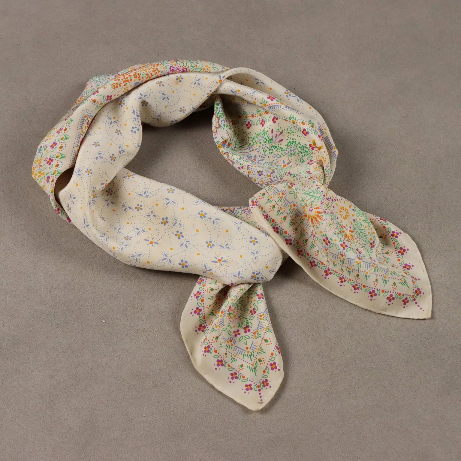 Valentino Vintage Scarf Geometric Silk Italy 1970s-1980s