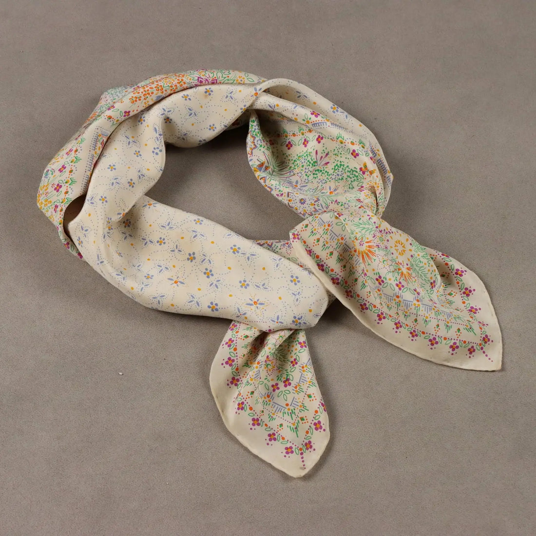 Valentino Vintage Scarf Geometric Silk Italy 1970s-1980s
