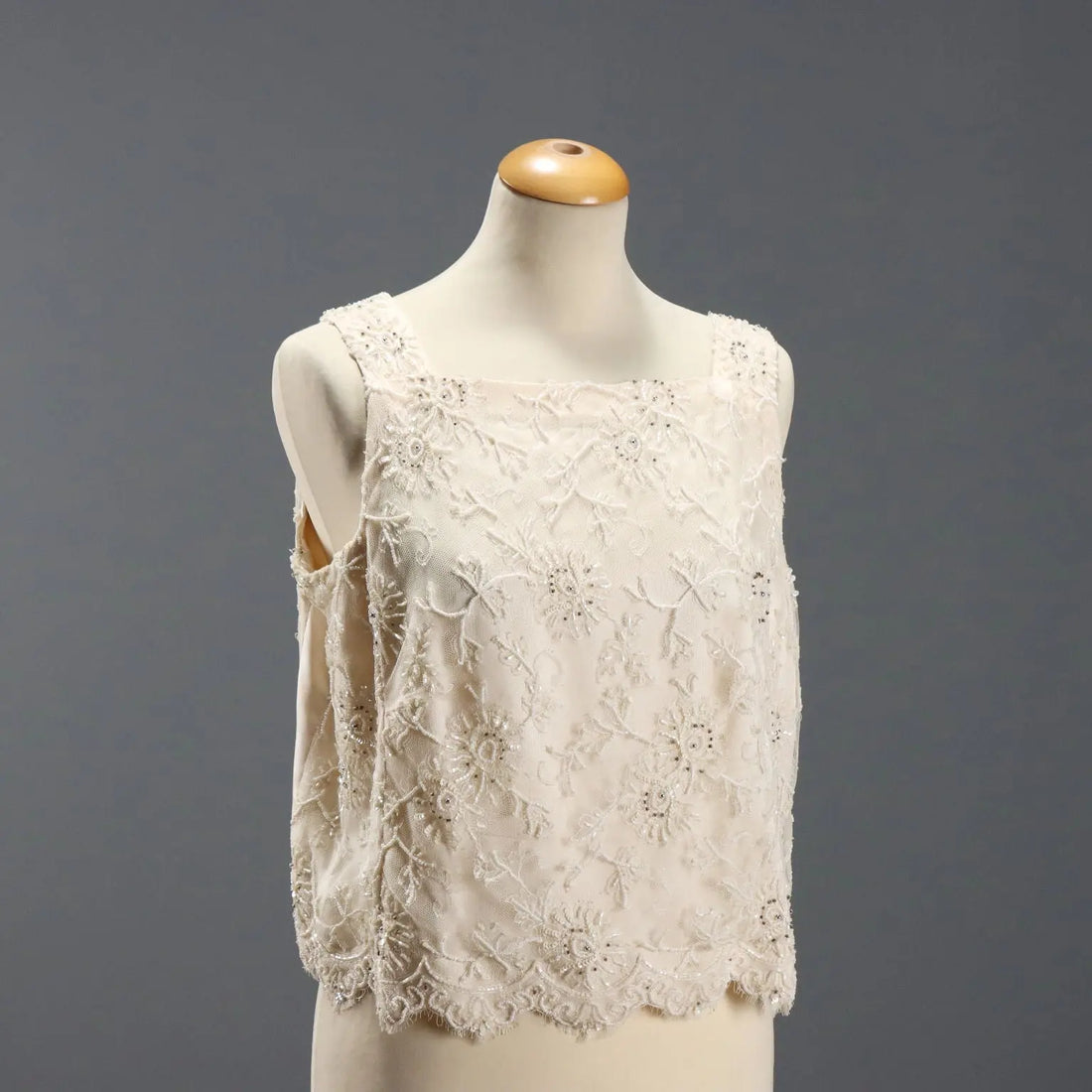 Vintage Silk Top with Embroideries UK Size 14 Italy 1960s-70s