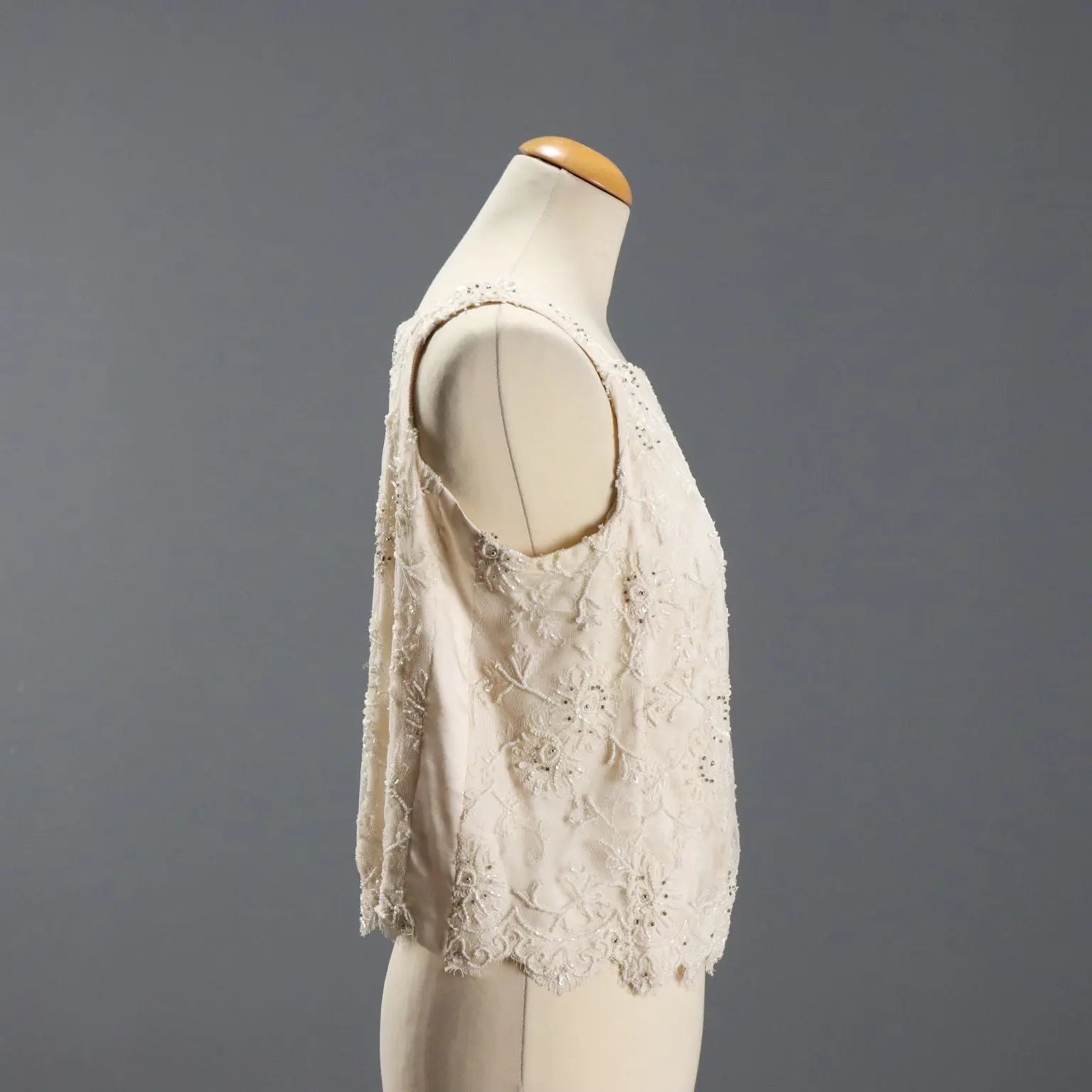 Vintage Silk Top with Embroideries UK Size 14 Italy 1960s-70s