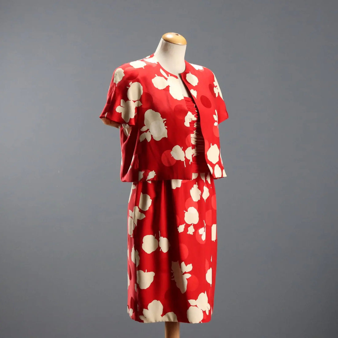 Vintage Suit with Bolero Silk Flower Pattern UK Size 12/14 1980s