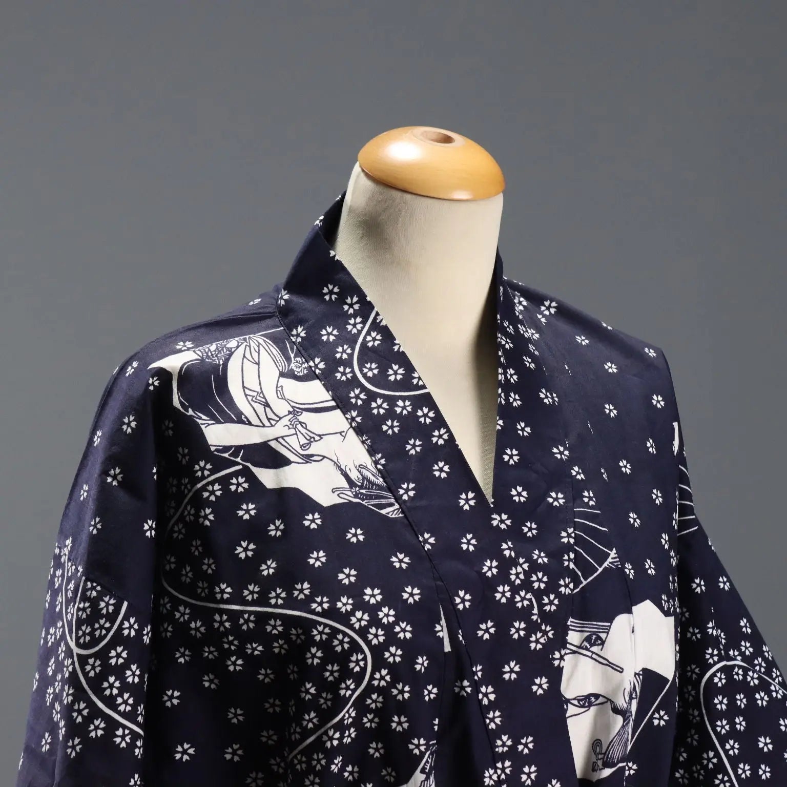 Vintage Kimono Blue Cotton UK Size 12 Japan 1980s