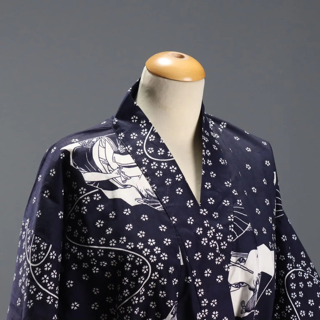 Vintage Kimono Blue Cotton UK Size 12 Japan 1980s
