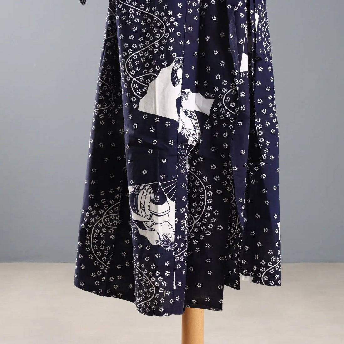 Vintage Kimono Blue Cotton UK Size 12 Japan 1980s