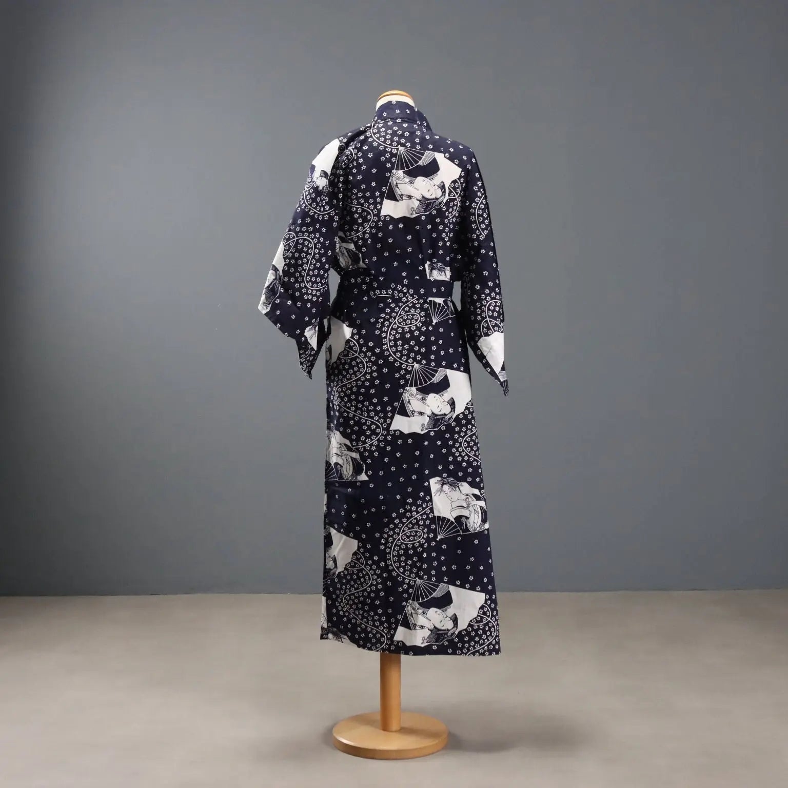 Vintage Kimono Blue Cotton UK Size 12 Japan 1980s
