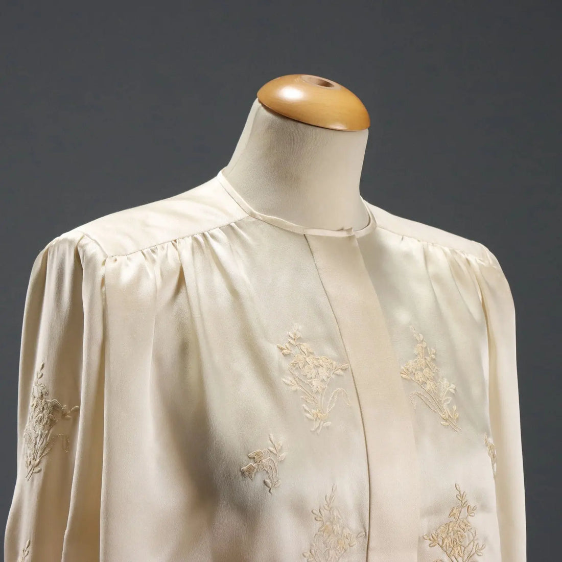 Vintage Silk Shirt with Embroideries and Buttons UK Size 14