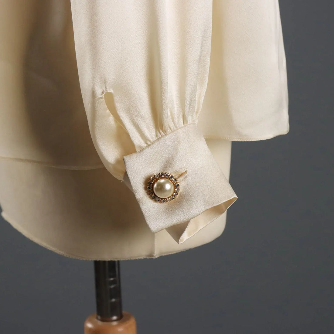 Vintage Silk Shirt with Embroideries and Buttons UK Size 14