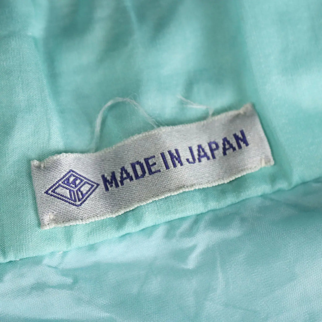 Vintage Turquoise Kimono Satin Unique Size Japan 1970s