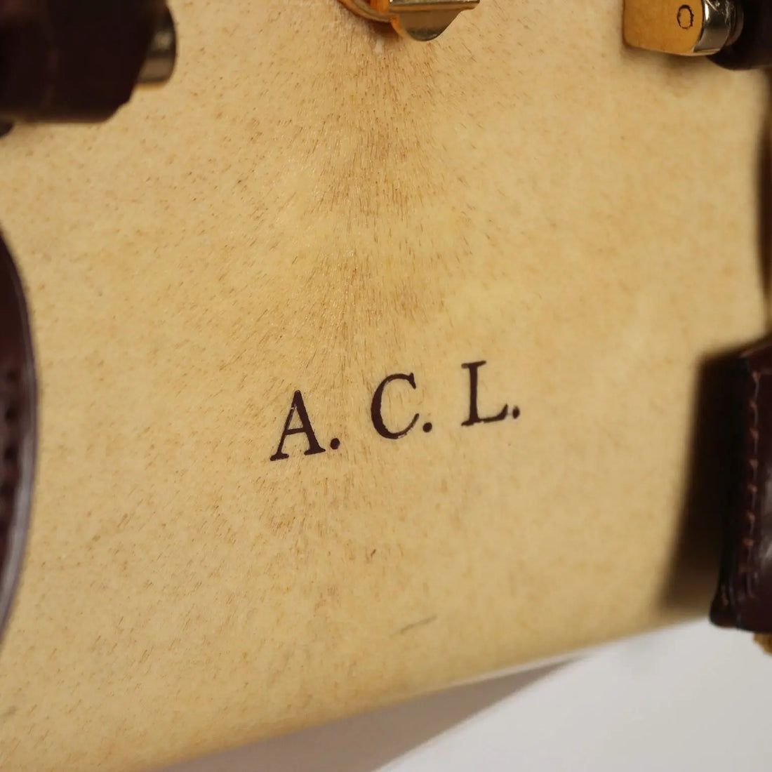 Vintage Suitcase Parchment Cotton Leather Italy 1960s