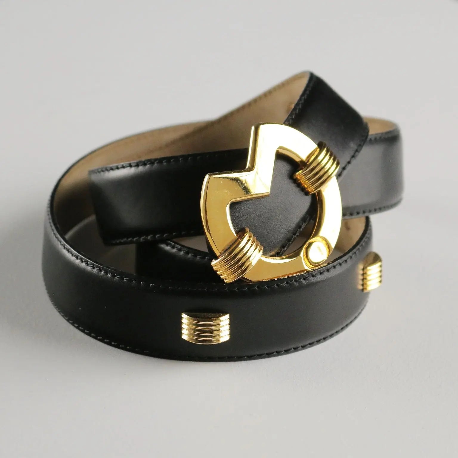 Mila Schön Vintage Belt Leather Gilded Metal Germany 1980s
