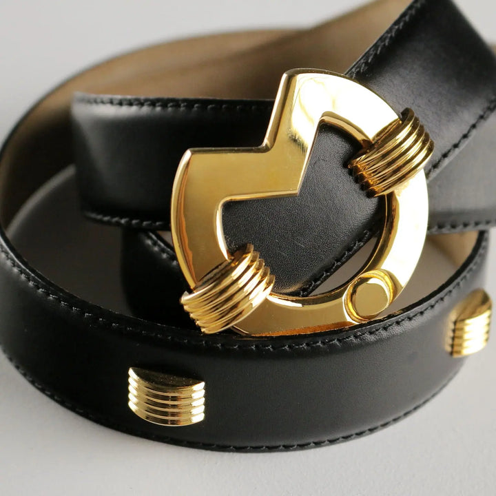 Mila Schön Vintage Belt Leather Gilded Metal Germany 1980s