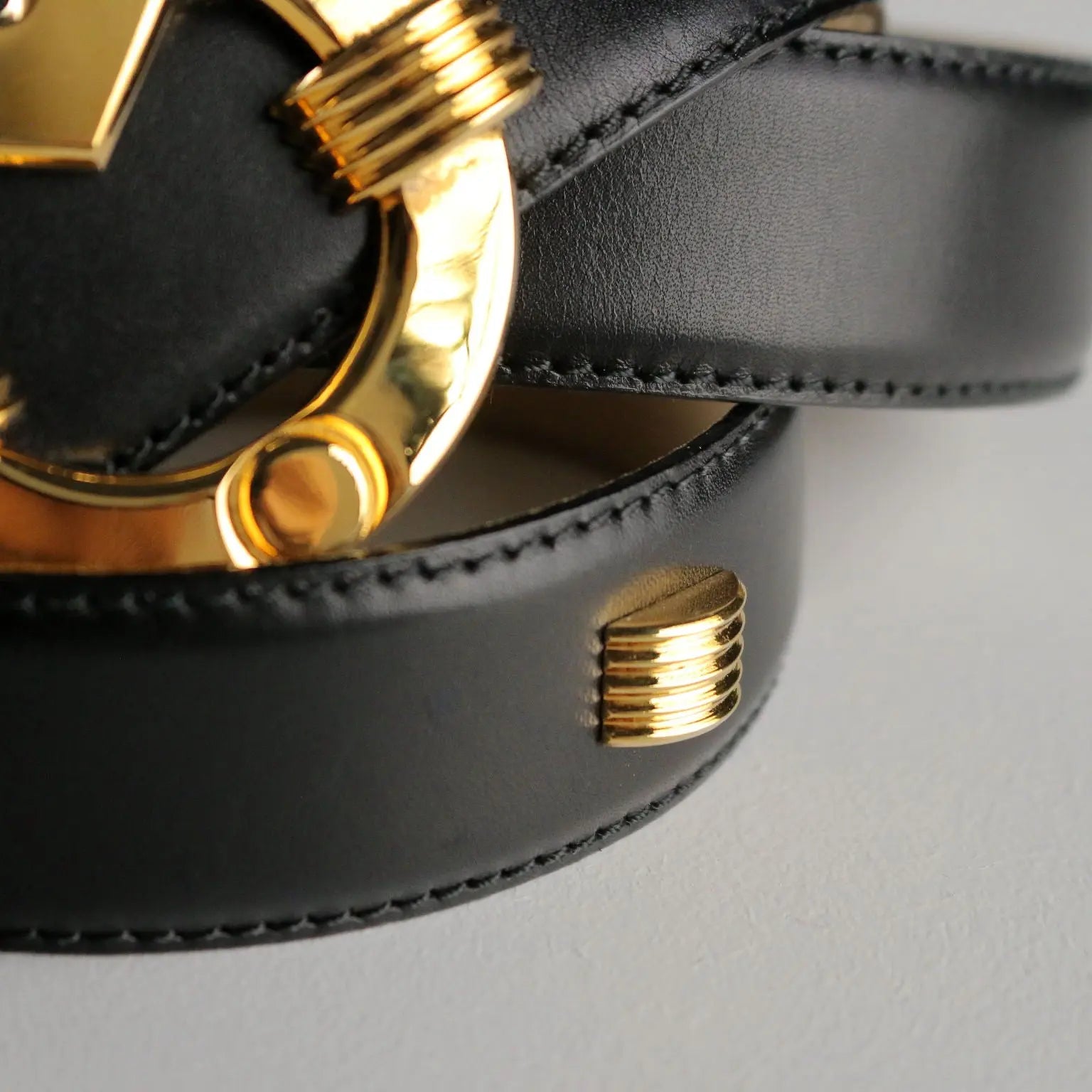 Mila Schön Vintage Belt Leather Gilded Metal Germany 1980s