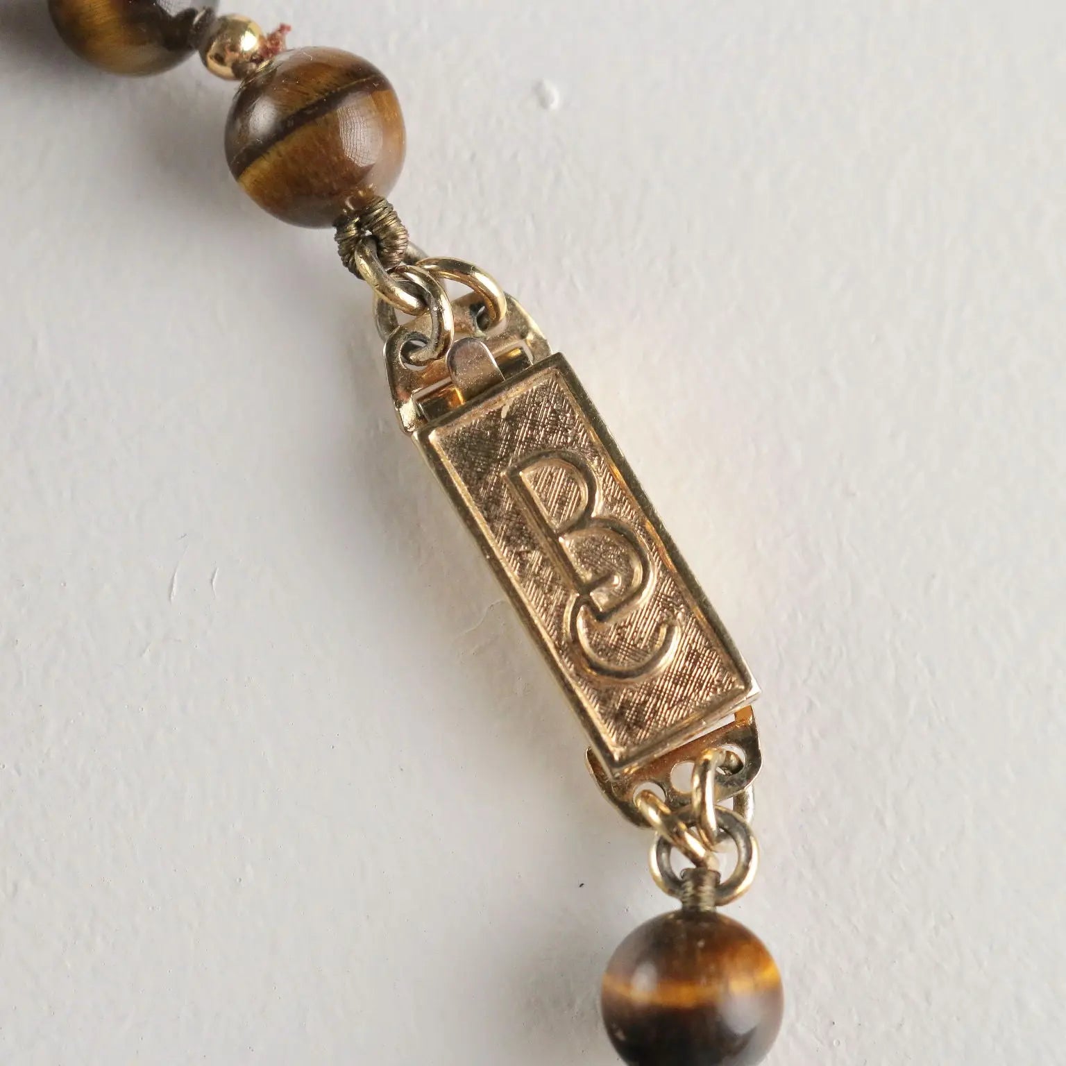 Cascio Vintage Bijoux Necklace Tiger Eye Stone Italy 1980s
