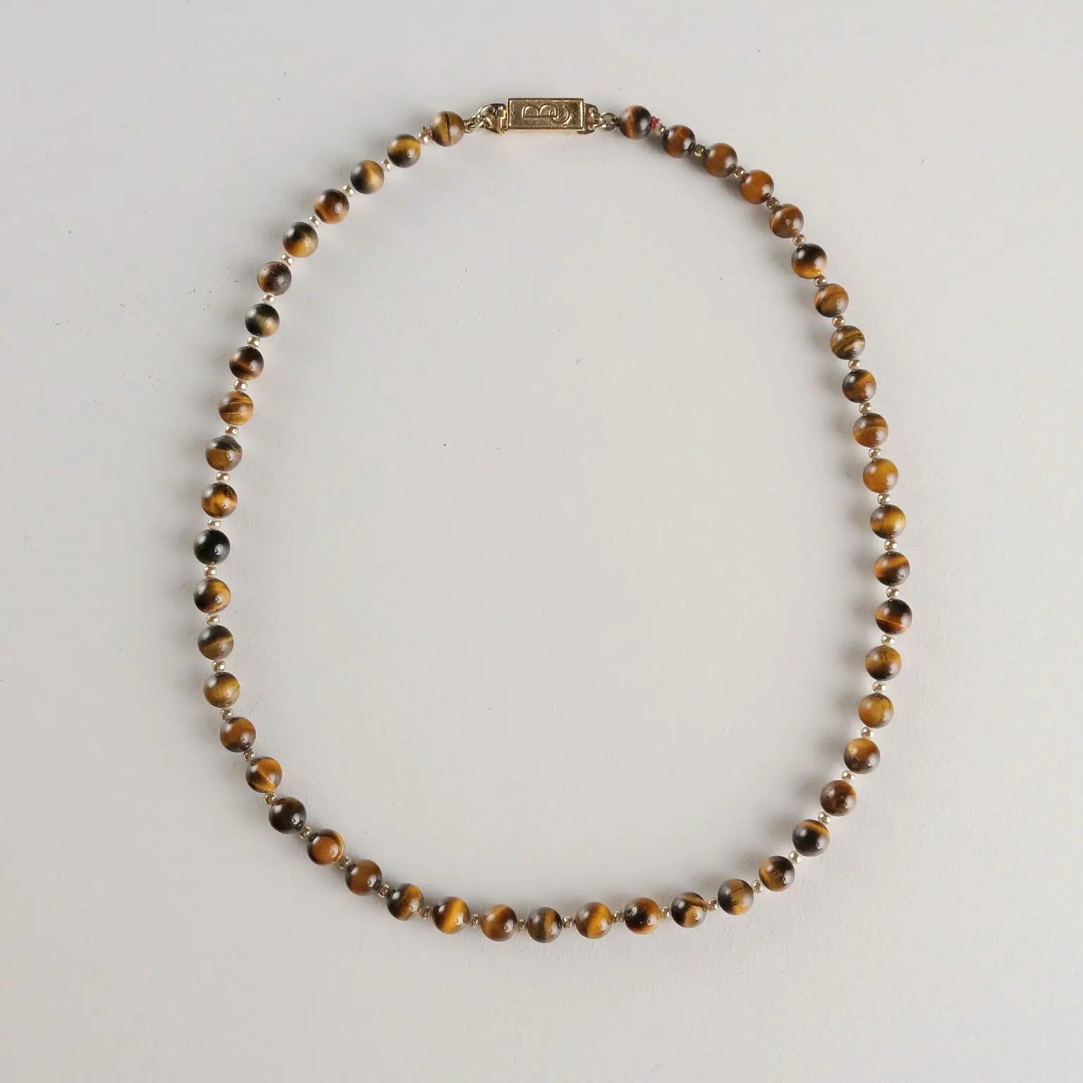 Cascio Vintage Bijoux Necklace Tiger Eye Stone Italy 1980s