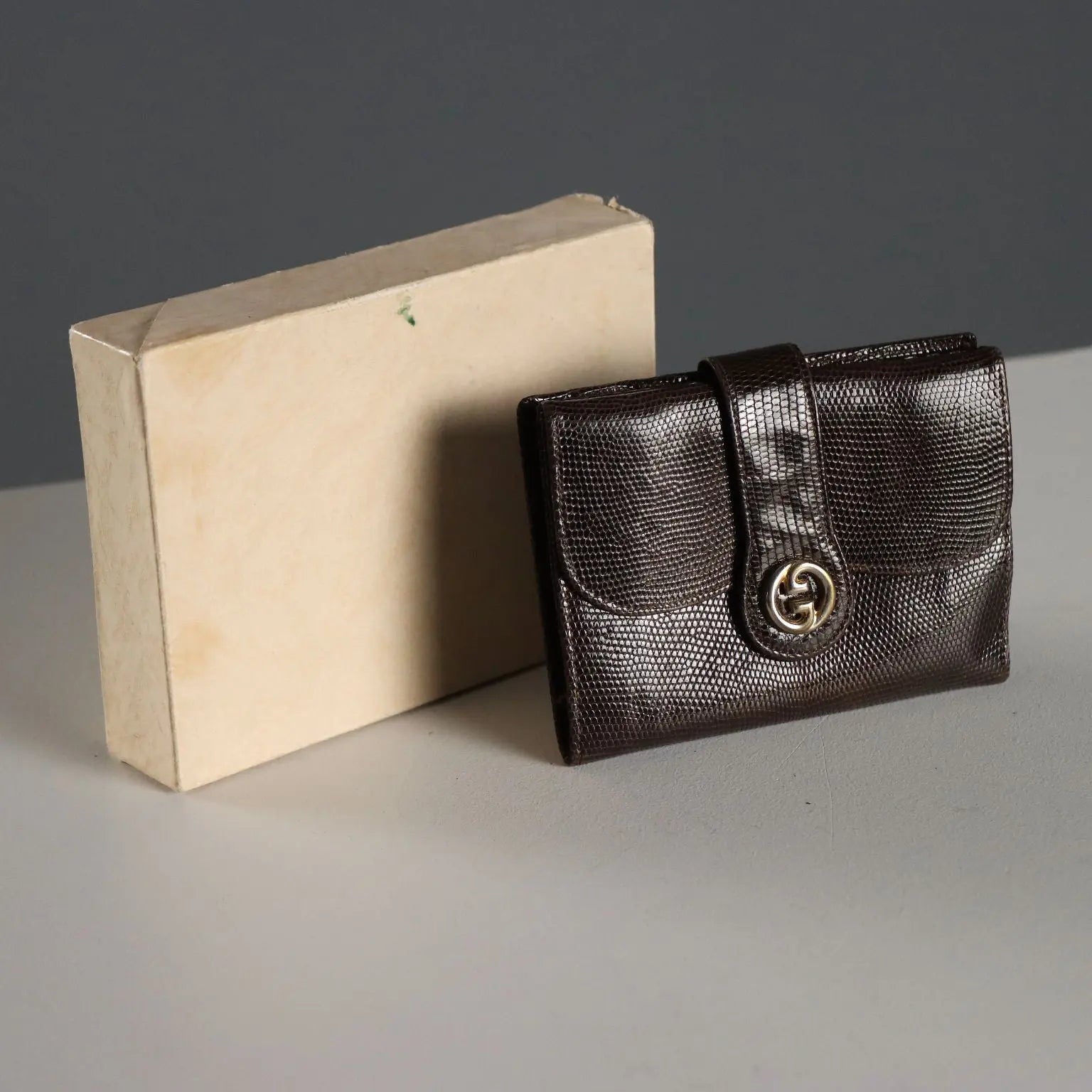 Vintage Gucci Wallet Leather Gilded Metal Italy 1970s