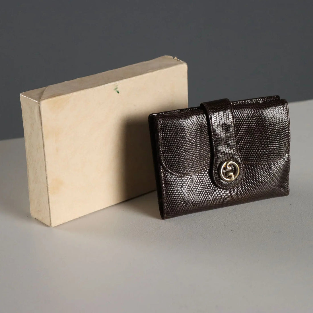 Vintage Gucci Wallet Leather Gilded Metal Italy 1970s