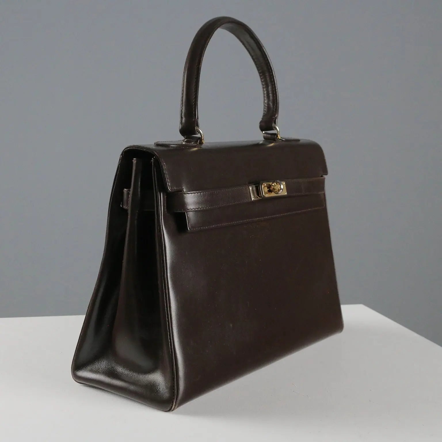 Pirovano Vintage Bag Leather Gilded Metal Italy 1960s