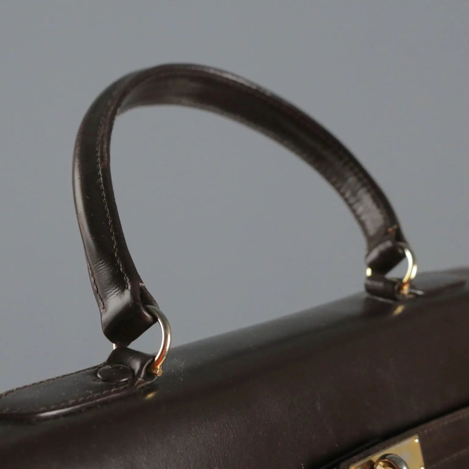 Pirovano Vintage Bag Leather Gilded Metal Italy 1960s
