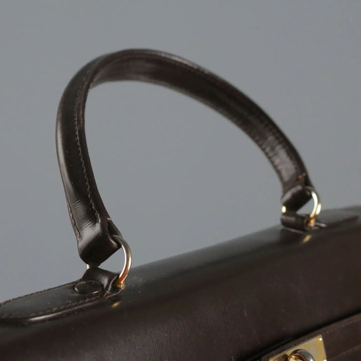 Pirovano Vintage Bag Leather Gilded Metal Italy 1960s