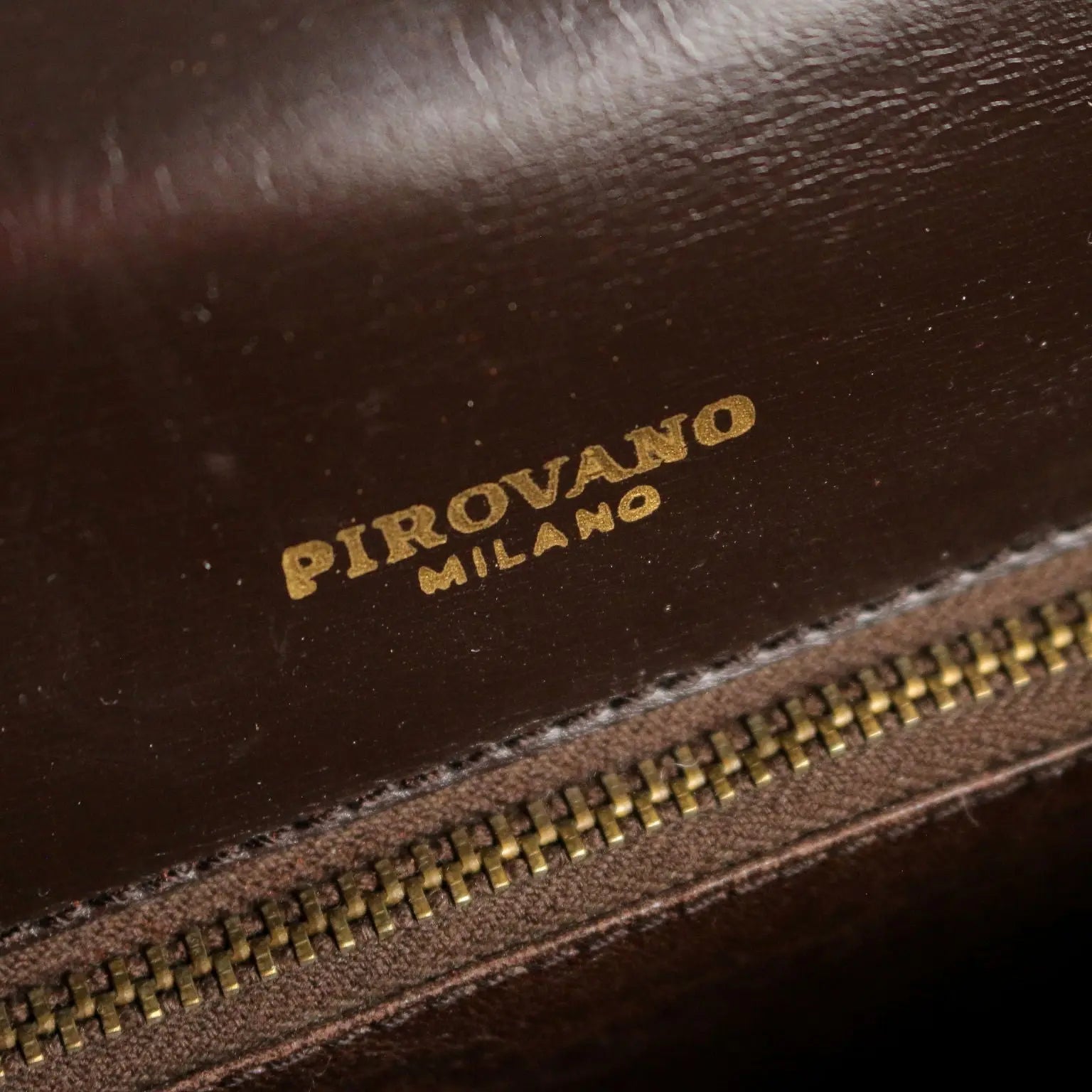Pirovano Vintage Bag Leather Gilded Metal Italy 1960s