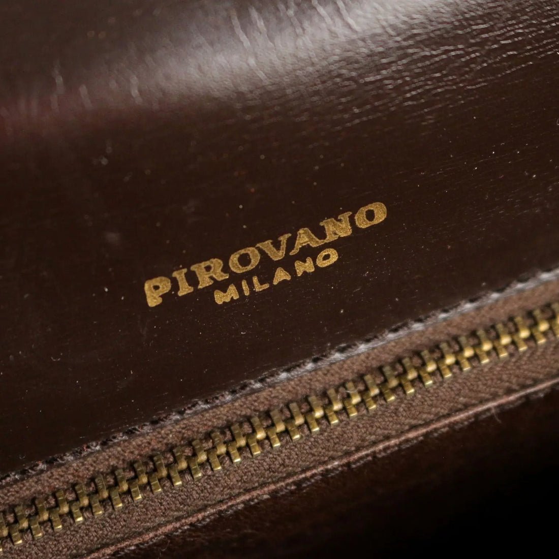 Pirovano Vintage Bag Leather Gilded Metal Italy 1960s