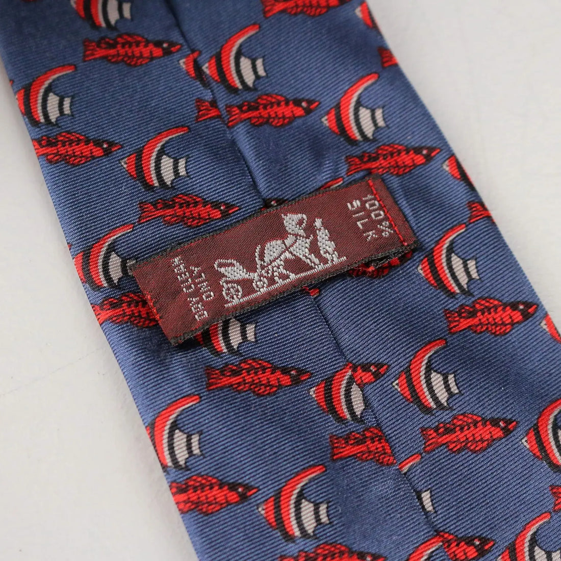 Hermés Vintage Tie Fishes Drawing France 1980s-1990s