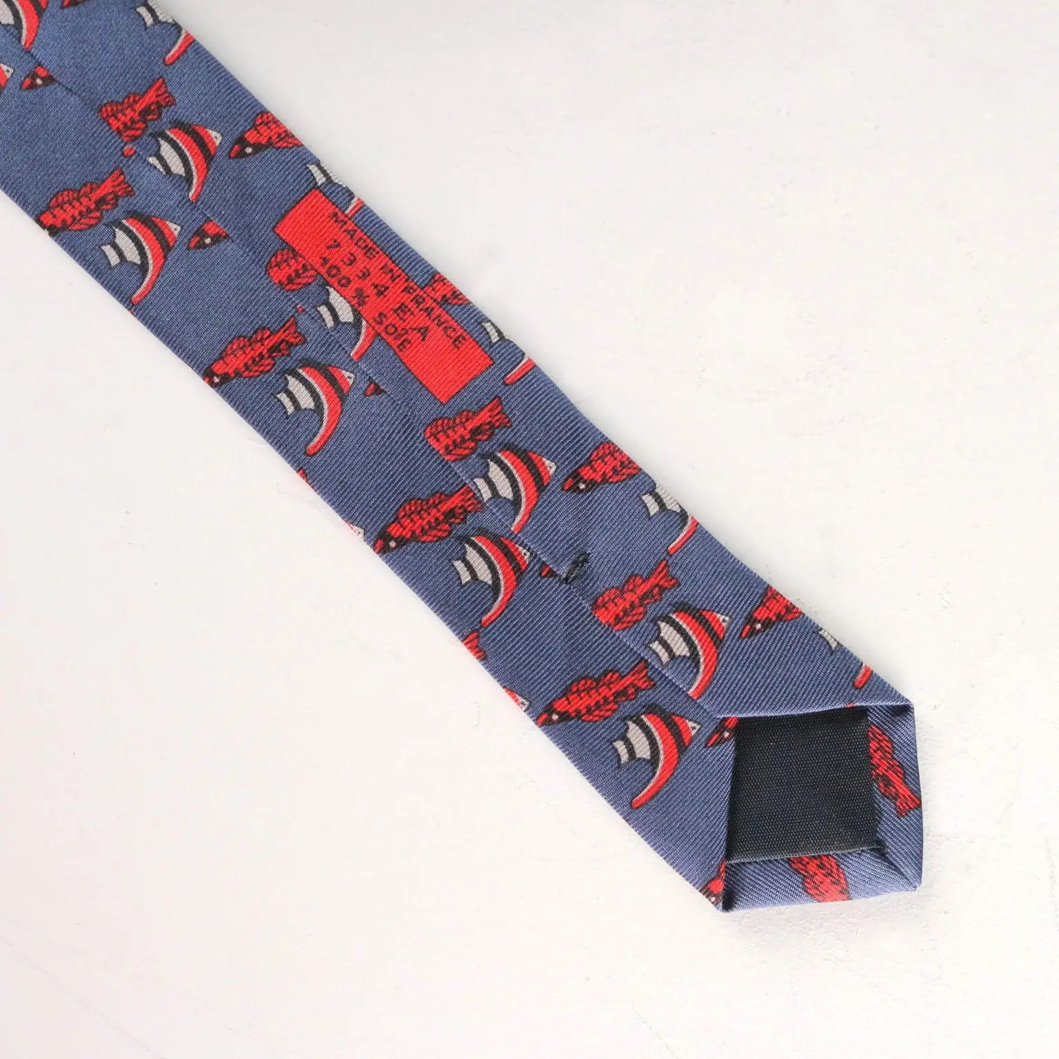 Hermés Vintage Tie Fishes Drawing France 1980s-1990s