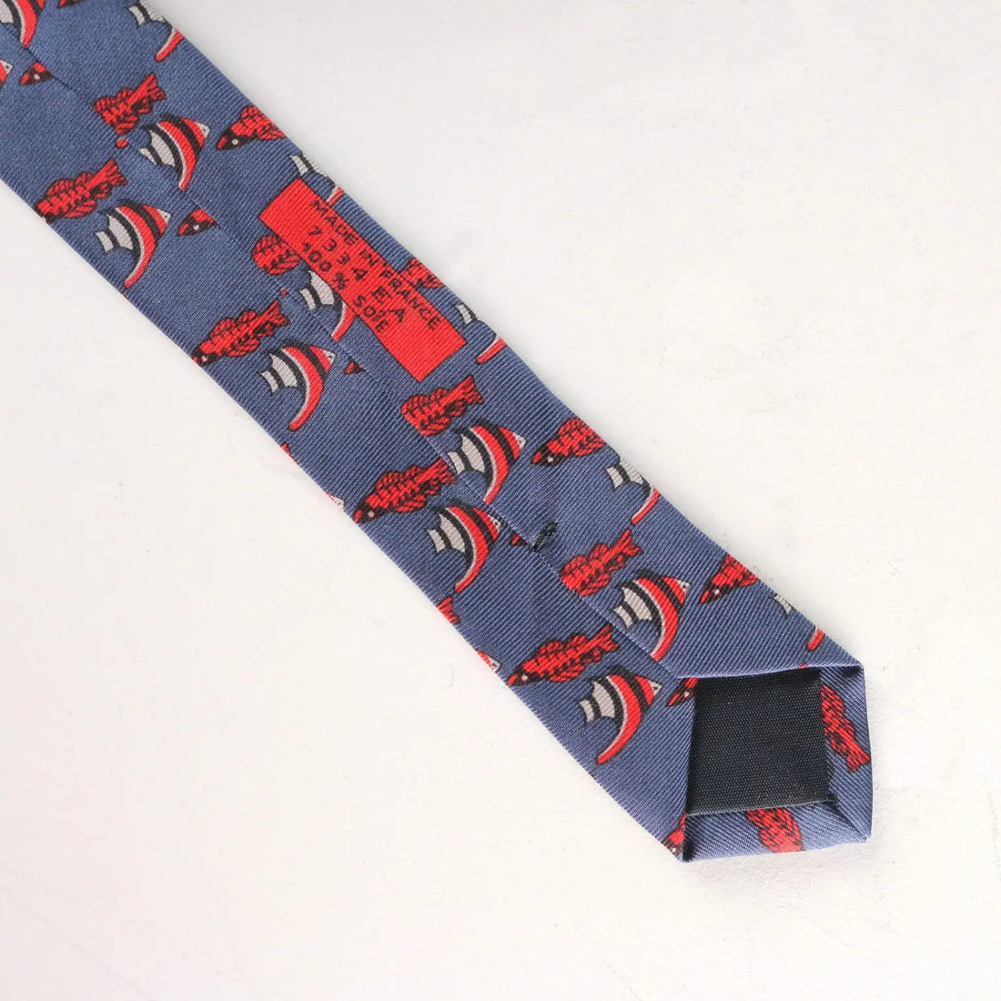 Hermés Vintage Tie Fishes Drawing France 1980s-1990s