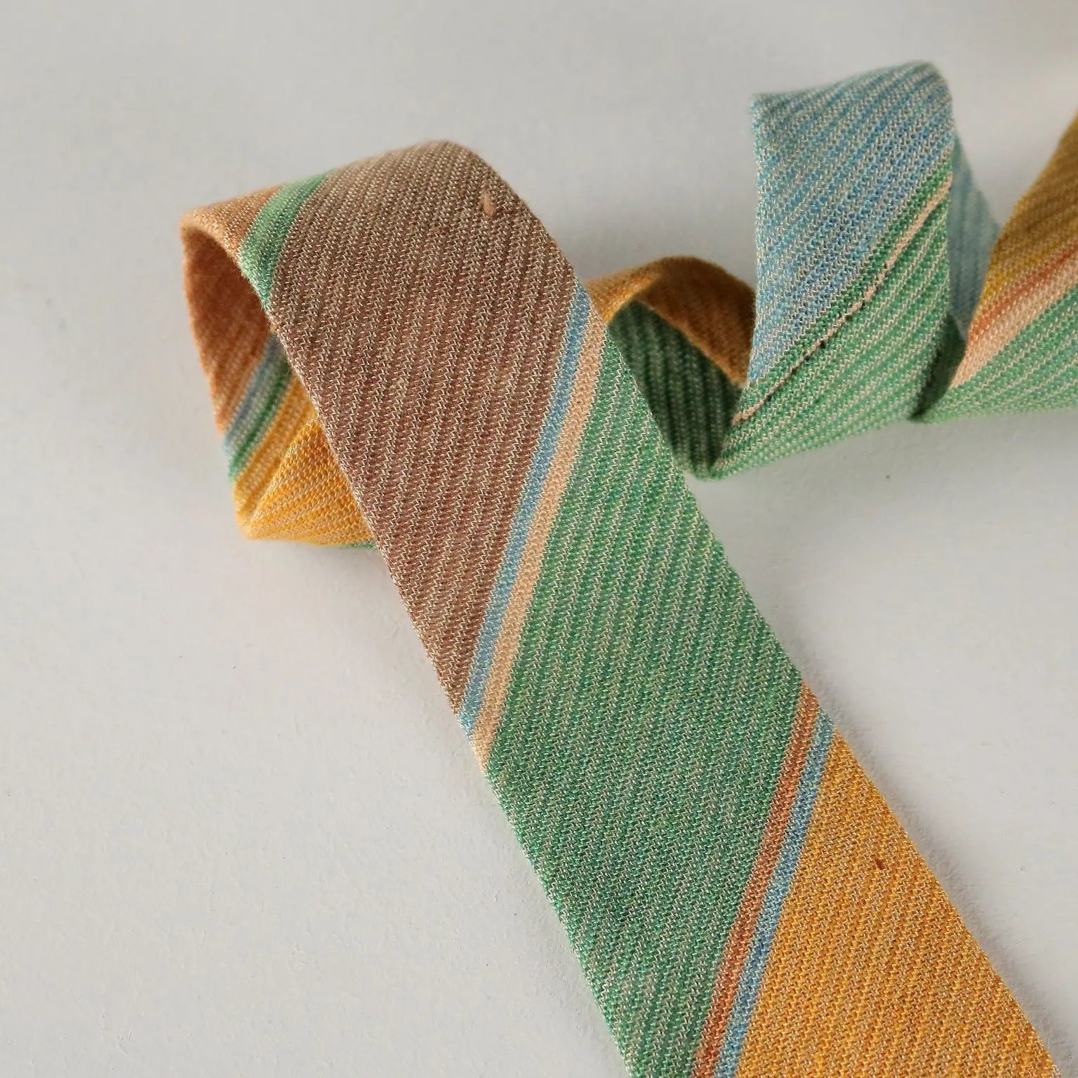 Missoni Vintage Ties Linen Multicoloured Stripes Italy 1980s-1990s
