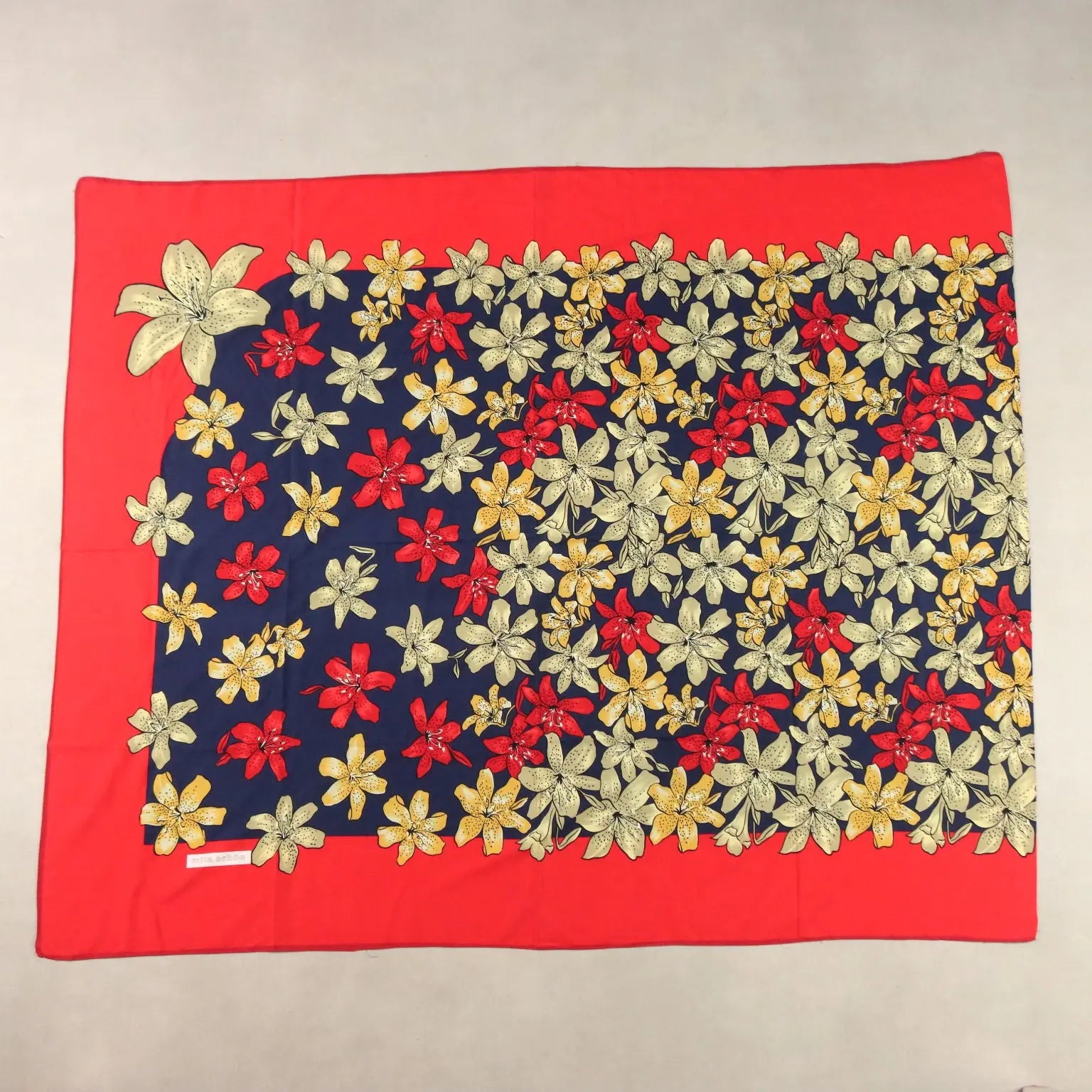 Mila Schön Maxi Vintage Scarf Cotton Flower Pattern 1970s-80s