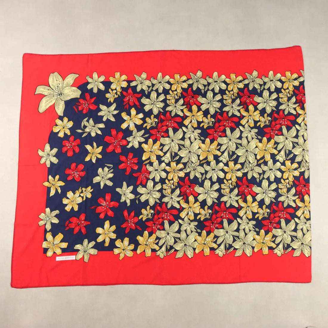 Mila Schön Maxi Vintage Scarf Cotton Flower Pattern 1970s-80s