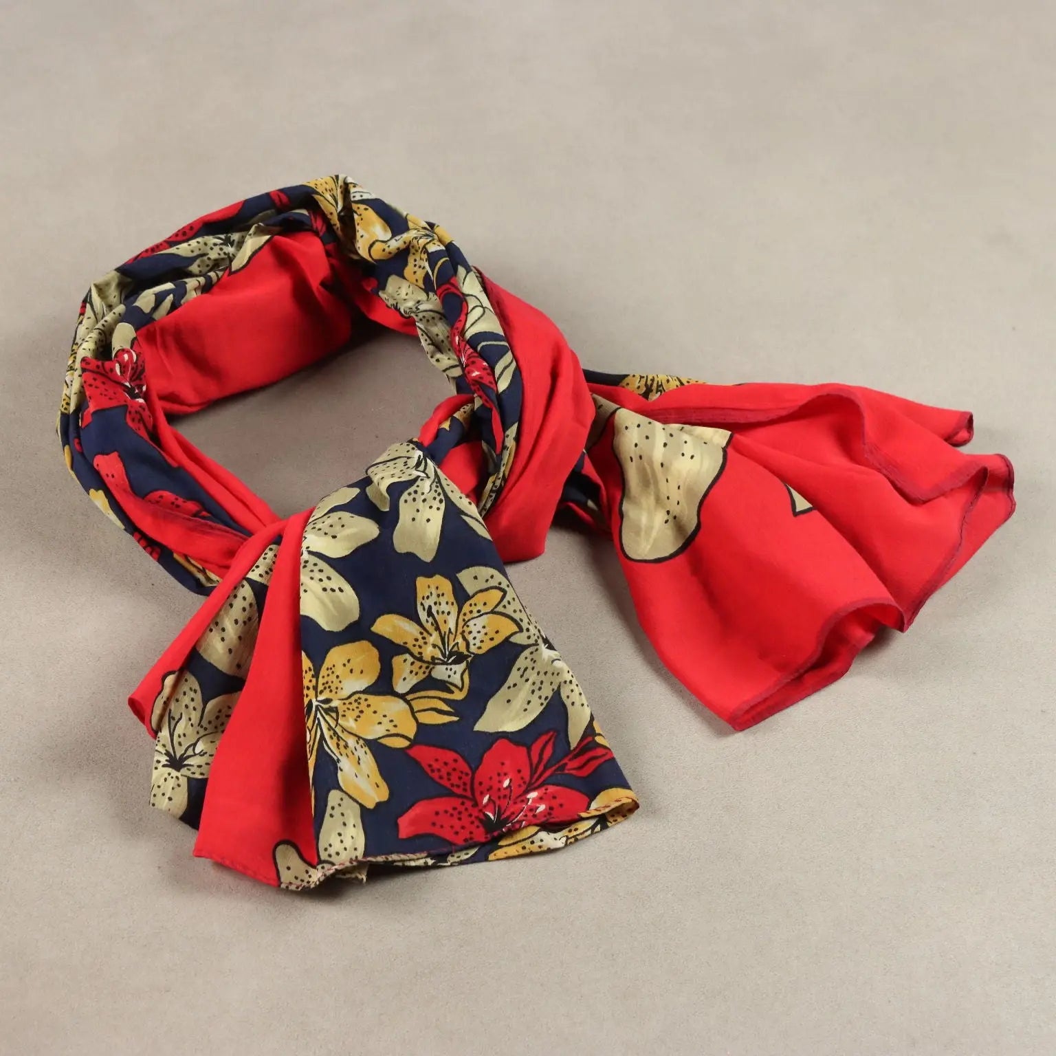 Mila Schön Maxi Vintage Scarf Cotton Flower Pattern 1970s-80s