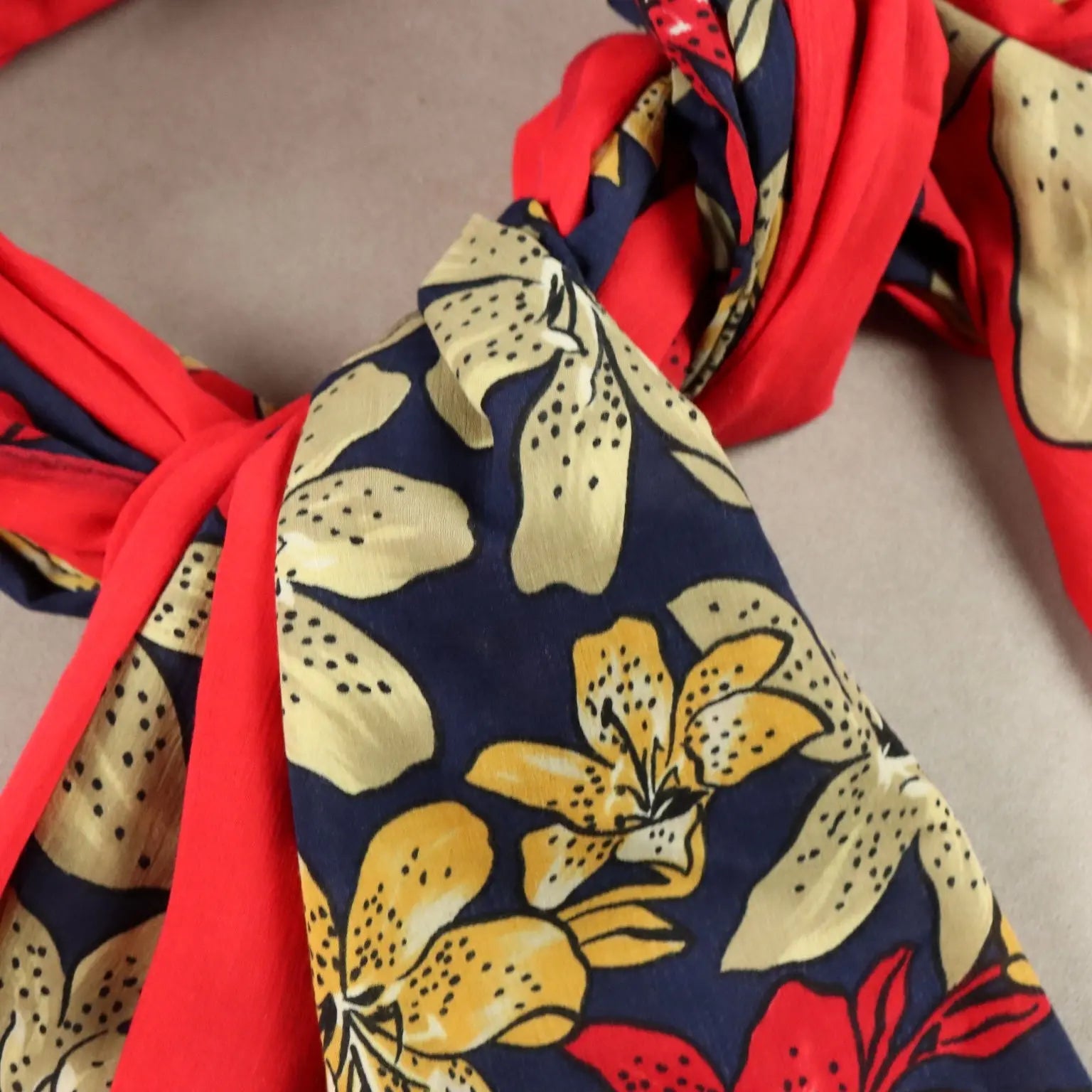 Mila Schön Maxi Vintage Scarf Cotton Flower Pattern 1970s-80s