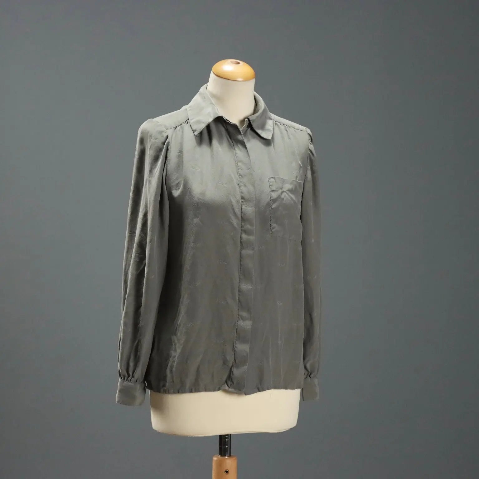 Ken Scott Vintage Shirt Monogram Silk UK Size 14 1990s