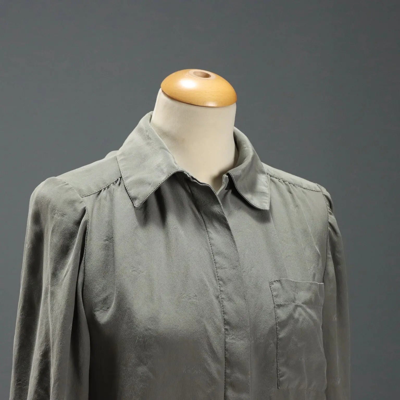 Ken Scott Vintage Shirt Monogram Silk UK Size 14 1990s