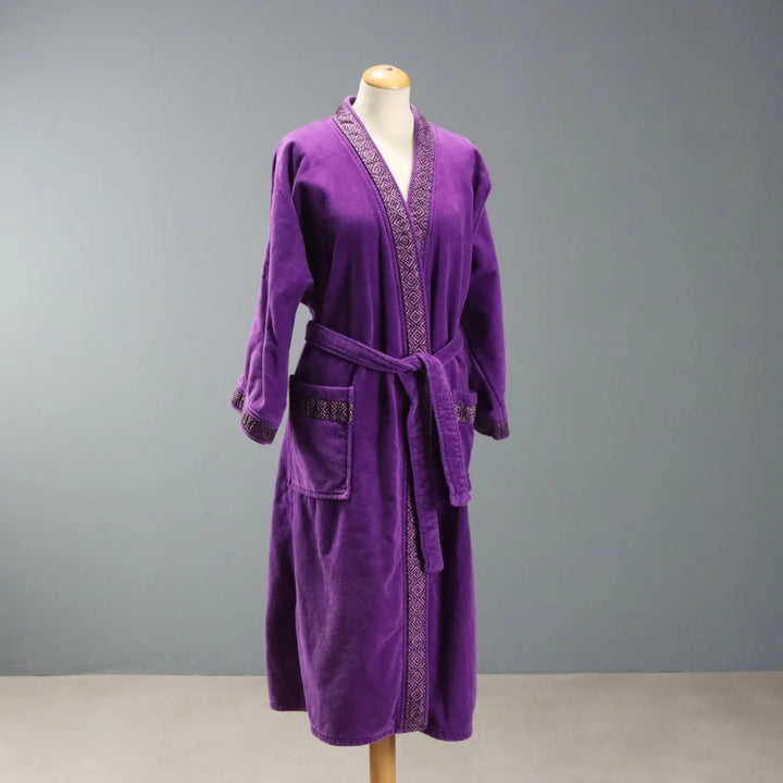 Yves Saint Laurent Purple Terry Bathrobe Vintage UK Size 12 1980s