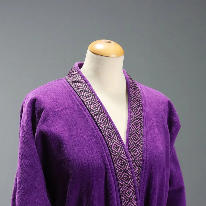 Yves Saint Laurent Purple Terry Bathrobe Vintage UK Size 12 1980s