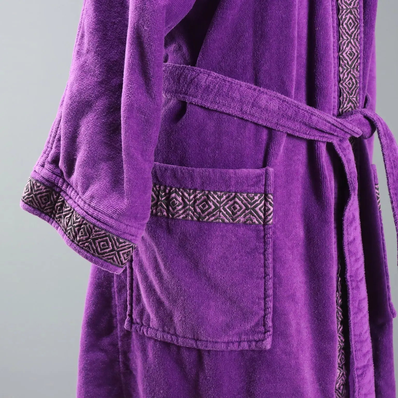 Yves Saint Laurent Purple Terry Bathrobe Vintage UK Size 12 1980s