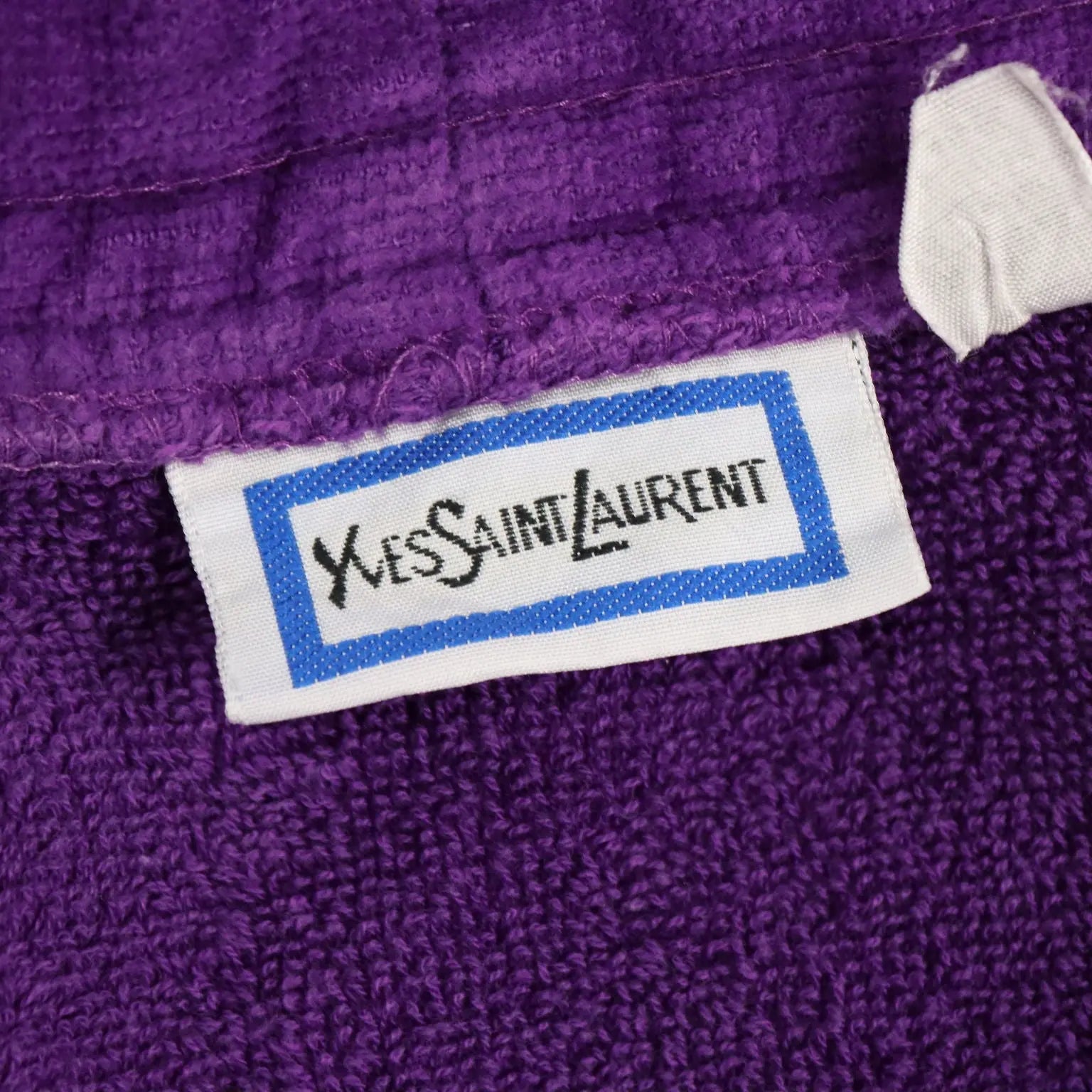Yves Saint Laurent Purple Terry Bathrobe Vintage UK Size 12 1980s
