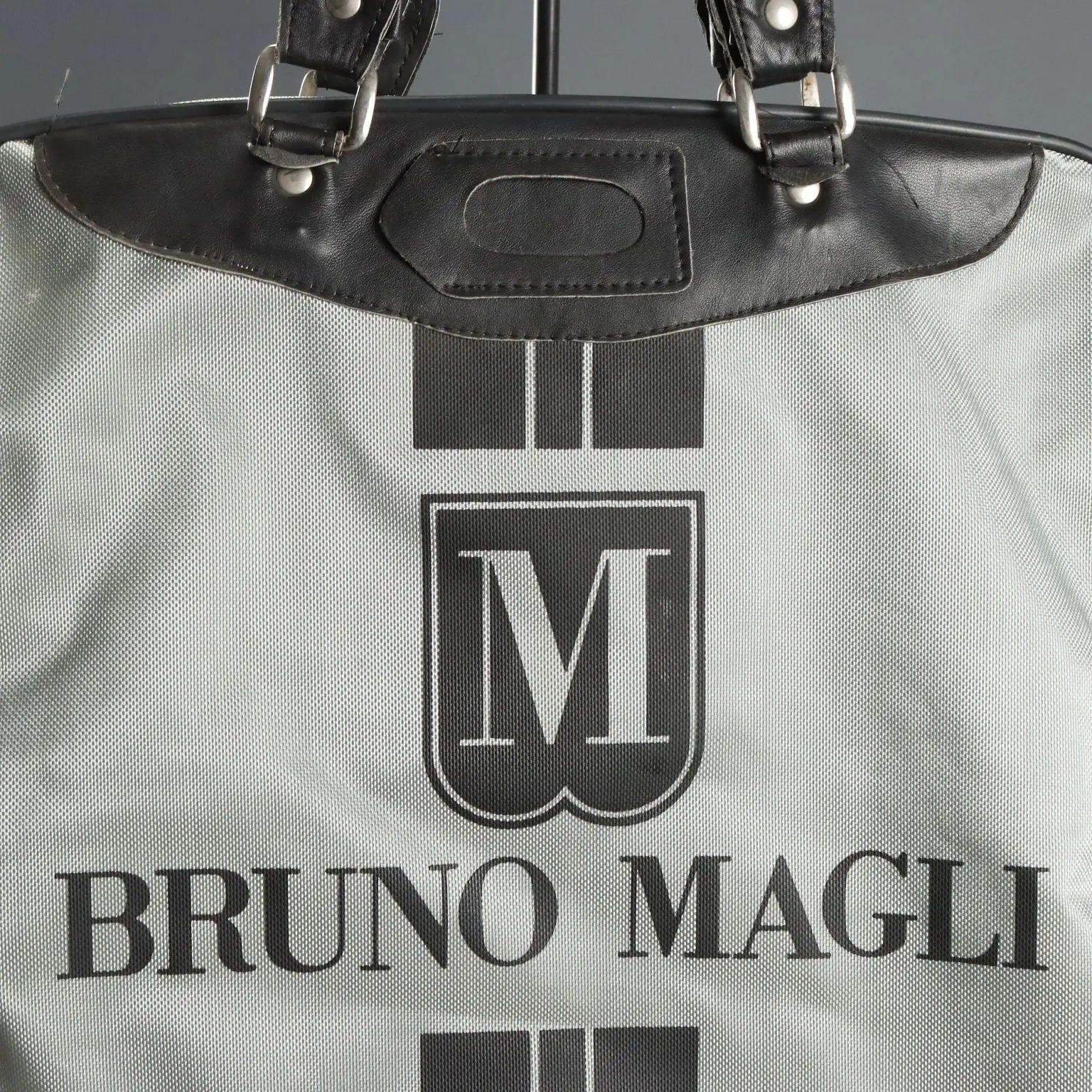Vintage Travel Bag Bruno Magli Leather Fabric 1980s-1990s